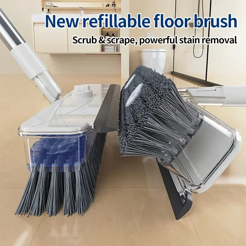 4-in-1 Floor Scrub Brush with Squeegee